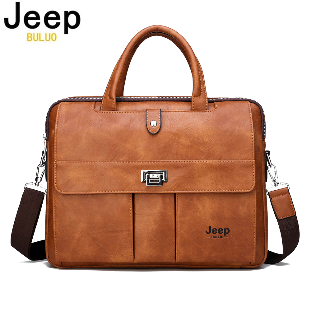 Leather Work Handbags - Torba męska Jeep Buluo ze skóry,