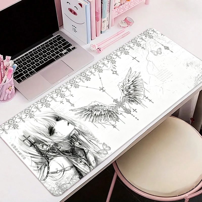 Leatherwork Desk - Skórzana podkładka pod mysz czarno-biała Anime